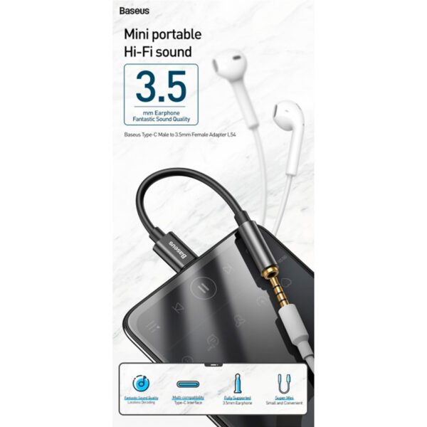 Adaptador de Audio Baseus Usb Tipo C a Jack 3.5 mm