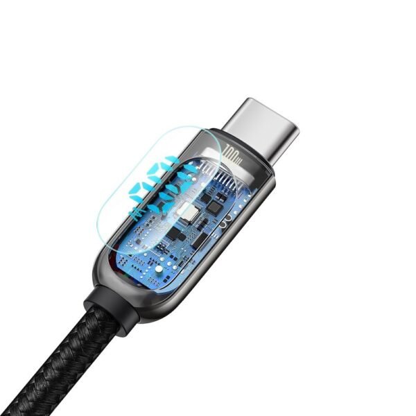 Cable Baseus 100w USB C Pantalla Led 2 Metros Nylon (13) Cable Baseus 100w 2 metros USB C a C con Pantalla