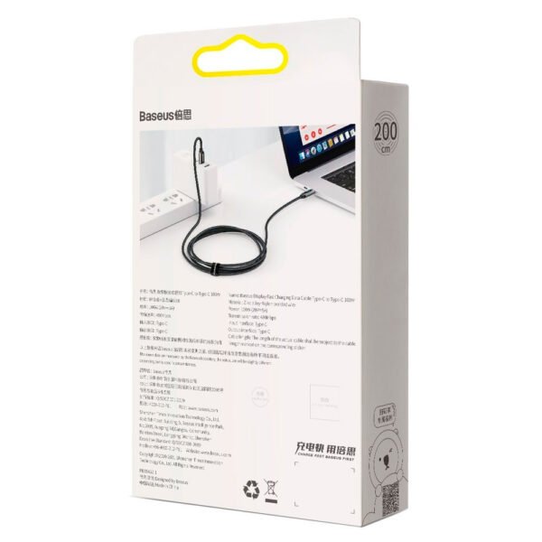 Cable Baseus 100w USB C Pantalla Led 2 Metros Nylon (3) Cable Baseus 100w 2 metros USB C a C con Pantalla