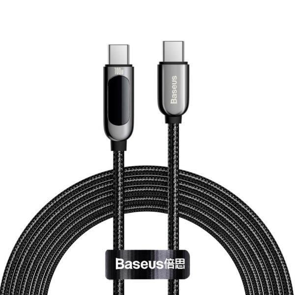 Cable Baseus 100w USB C Pantalla Led 2 Metros Nylon (6) Cable Baseus 100w 2 metros USB C a C con Pantalla
