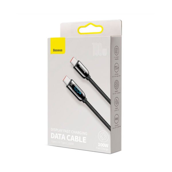 Cable Baseus 100w USB C Pantalla Led 2 Metros Nylon (7) Cable Baseus 100w 2 metros USB C a C con Pantalla