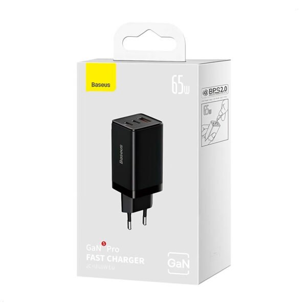 Cargador Pared Baseus Gan 5 Pro 65w Negro (4) Cargador de Pared Baseus Gan 5 pro 65w y Cable 100w 1m