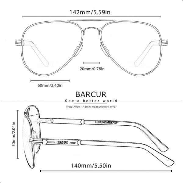 Lente de Sol Aviador Barcur Polarizado Proteccion UV 400 (11) Lentes de Sol Barcur 8721 Polarizado con Proteccion UV 400