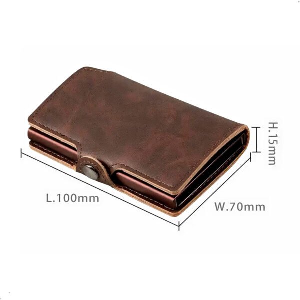 Billetera Cartera Hombre Cuero Tarjetero Imantado Automático (4) Billetera Tarjetero Aluminio Bloqueo Rfid Anti Clonacion