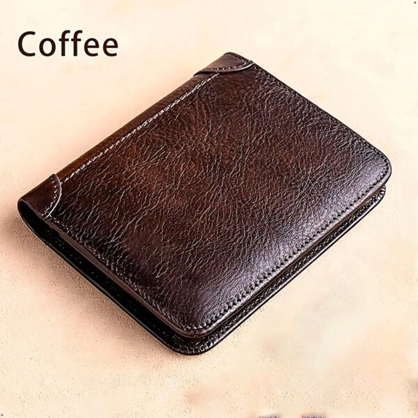 Billetera Geruola Coffe Cuero Genuino 3 Cuerpos Proteccion RFID (1) Billetera Clasica Para Hombre Cuero Genuino Con Rfid