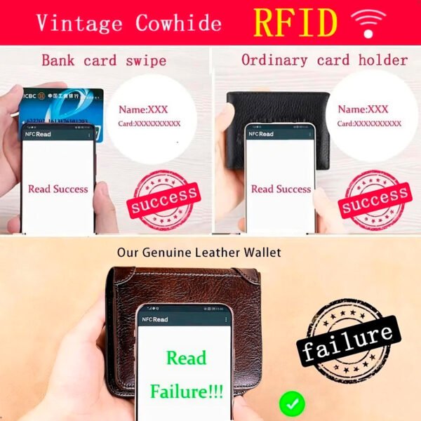 Billetera Geruola Coffe Cuero Genuino 3 Cuerpos Proteccion RFID (7) Billetera Clasica Para Hombre Cuero Genuino Con Rfid