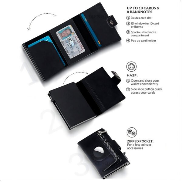 Carteras Rfid de fibra de carbono para hombre, Mini tarjetero delgado de lujo para Airtag, billeteras para hombre, rastreador de etiquetas de aire, monedero minimalista (2) Billetera Cartera Tarjetero Airtag Monedero Con Rfid