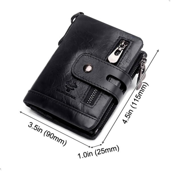 HUMERPAUL100 % Cartera de cuero de vaca auténtico para hombre, monedero corto RFID, tarjetero, doble cremallera, bolsillo plegable para monedas (4) Billetera Hombre Cuero Humerpaul Con Proteccion Rfid