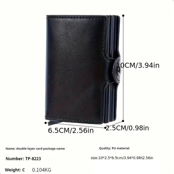 RFIDShieldPULather Abrazadera automática para tarjetas emergente, billetera para tarjetas de crédito de aleación de aluminio doble, con más de una ranura para tarjetas (5) Billetera Cartera Doble Tarjetero Aleacion Aluminio Y Rfid