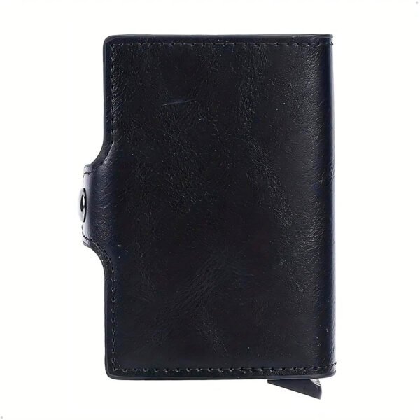 RFIDShieldPULather Abrazadera automática para tarjetas emergente, billetera para tarjetas de crédito de aleación de aluminio doble, con más de una ranura para tarjetas (6) Billetera Cartera Doble Tarjetero Aleacion Aluminio Y Rfid