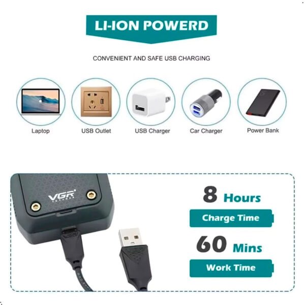 Afeitadora Eléctrica Hombre Shaver Vgr V-353 Portatil Usb