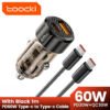 Cargador Toocki Cigarrera Auto Carro 60w Con Cable Tipo C