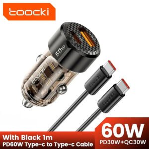 Cargador Toocki Cigarrera Auto Carro 60w Con Cable Tipo C