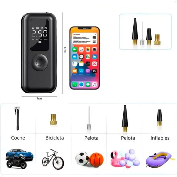 Inflador Portatil Seisa AF-C03 Llantas Compresor Digital Moto Carro Pelota