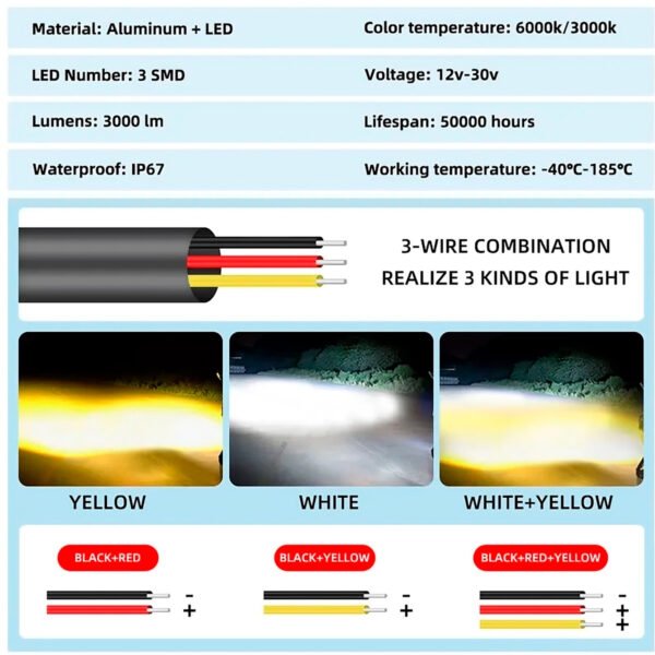 Luces Exploradoras Ambar Y Blanca Moto Camioneta X 2 Unids
