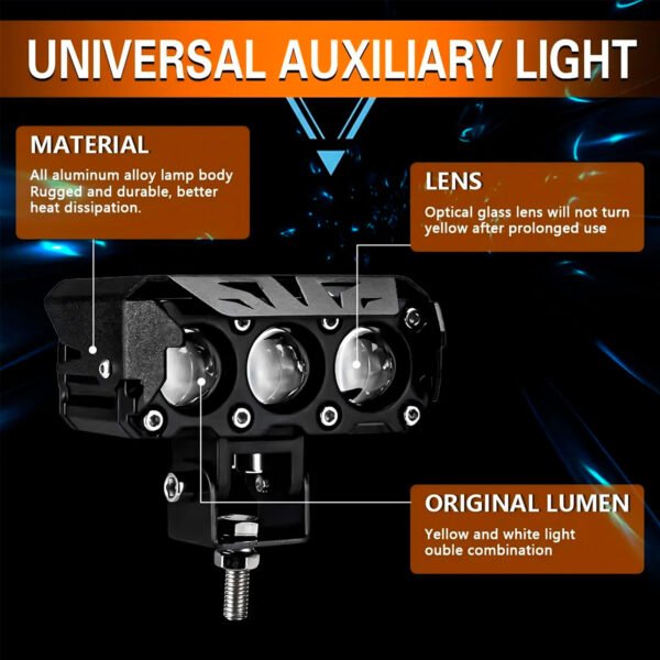 Luces Exploradoras Ambar Y Blanca Moto Camioneta X 2 Unids