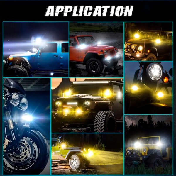 Focos LED para motocicleta, bombillas para faros de coche, lente de proyector, punto de doble Color, luz auxiliar de trabajo antiniebla, 200W (12) Luces Exploradoras Ambar Y Blanca Moto Camioneta 4 Focos