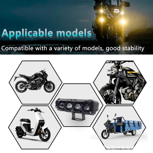 Focos LED para motocicleta, bombillas para faros de coche, lente de proyector, punto de doble Color, luz auxiliar de trabajo antiniebla, 200W (4) Luces Exploradoras Ambar Y Blanca Moto Camioneta 4 Focos