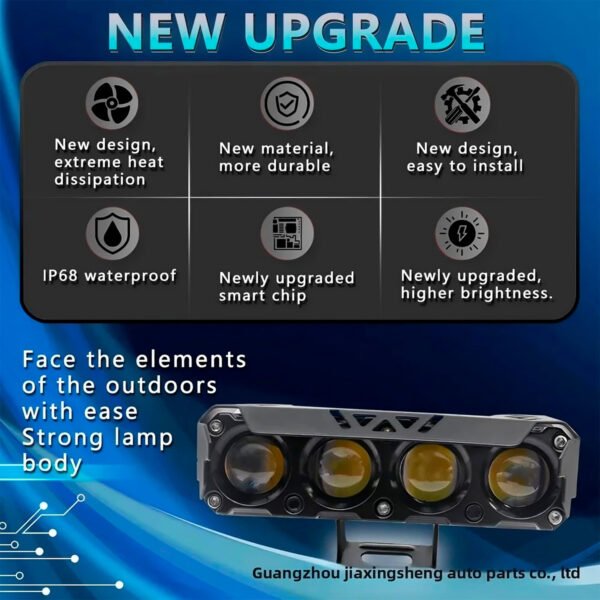 Focos LED para motocicleta, bombillas para faros de coche, lente de proyector, punto de doble Color, luz auxiliar de trabajo antiniebla, 200W (5) Luces Exploradoras Ambar Y Blanca Moto Camioneta 4 Focos