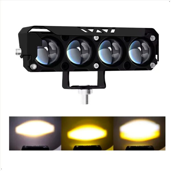 Focos LED para motocicleta, bombillas para faros de coche, lente de proyector, punto de doble Color, luz auxiliar de trabajo antiniebla, 200W (9) Luces Exploradoras Ambar Y Blanca Moto Camioneta 4 Focos