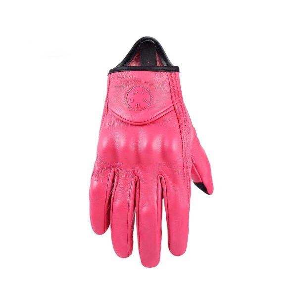 Guantes De Cuero Rosa Moto Motociclista Tactil Cuero Genuino