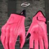 Guantes De Cuero Rosa Moto Motociclista Tactil Cuero Genuino