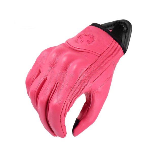 Guantes De Cuero Rosa Moto Motociclista Tactil Cuero Genuino