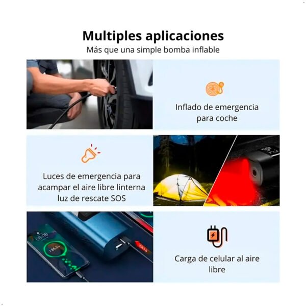 Inflador de Llantas Multifuncional Compresor de Aire Portátil Seisa AF-C04 (7) Compresor Inflador Portati Seisa Af-c04 Moto Bicicleta Auto