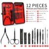 Set Manicura Pedicura con Estuche 12 Piezas Acero Inoxidable