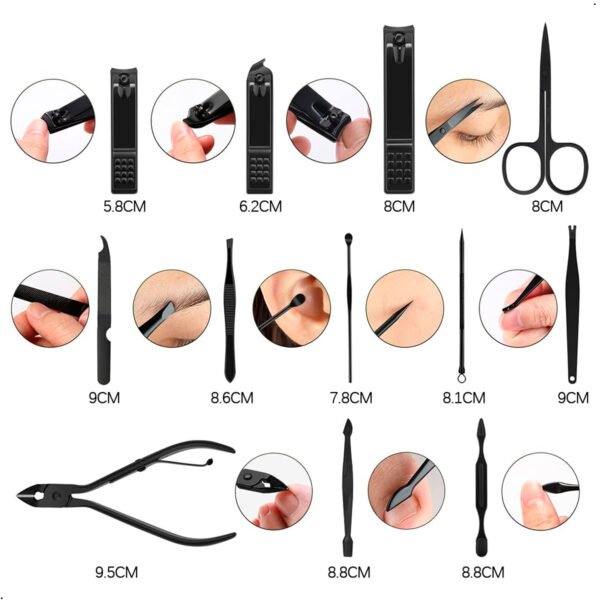 Set Manicura Pedicura con Estuche 12 Piezas Acero Inoxidable
