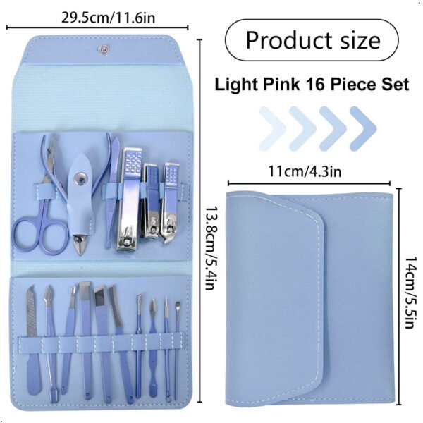 Set Manicura Pedicura En Acero Inoxidable 16 Piezas