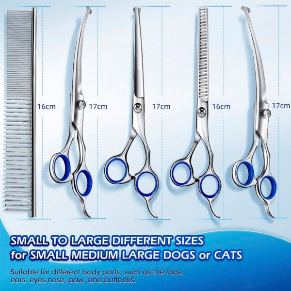 Tijeras Para El Cuidado De Mascotas 4 Tijeras Y 1 Peine en ACERO
