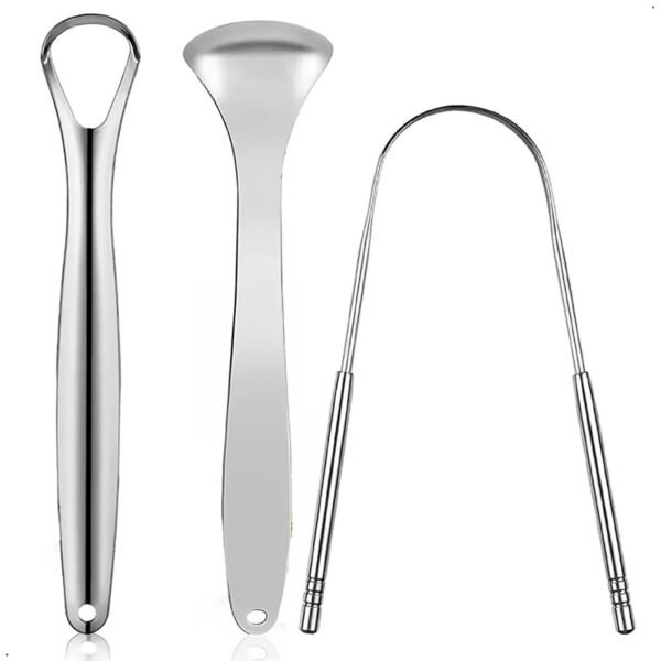 Limpiador raspador de lengua de Metal Premium 1 uds3 uds para adultos y niños, cepillos raspadores de lengua portátiles de acero inoxidable para quitar (1) Limpiador Rascadores De Lengua Elimina Mal Aliento Bacterias