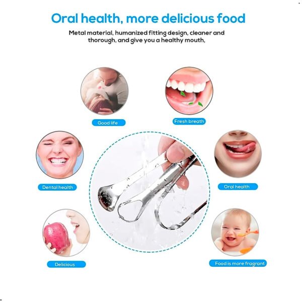 Limpiador raspador de lengua de Metal Premium 1 uds3 uds para adultos y niños, cepillos raspadores de lengua portátiles de acero inoxidable para quitar (5) Limpiador Rascadores De Lengua Elimina Mal Aliento Bacterias