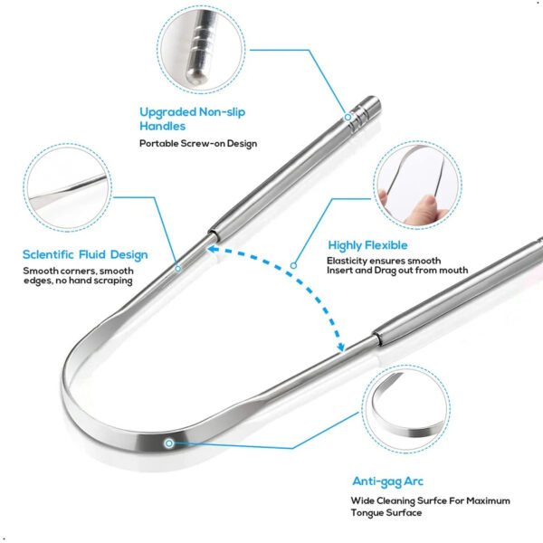 Limpiador raspador de lengua de Metal Premium 1 uds3 uds para adultos y niños, cepillos raspadores de lengua portátiles de acero inoxidable para quitar (7) Limpiador Rascadores De Lengua Elimina Mal Aliento Bacterias