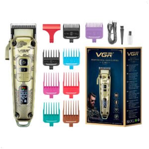 Maquina Clipper Corte De Pelo Vgr-005 Inalambrico Con Pantalla