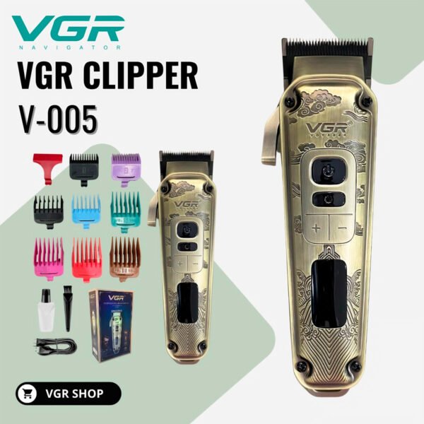 Maquina Clipper Corte De Pelo Vgr-005 Inalambrico Con Pantalla