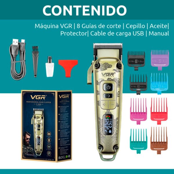 Maquina Clipper Corte De Pelo Vgr-005 Inalambrico Con Pantalla