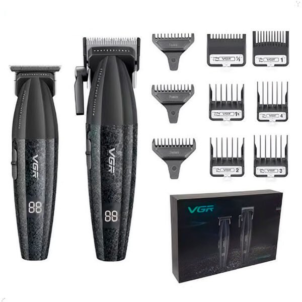 Maquina Corte Cabello VGR Combo 640 Inalambrico (1) Kit Máquina Barbería Pro Clipper Trimmer Vgr V-640 9000 Rpm