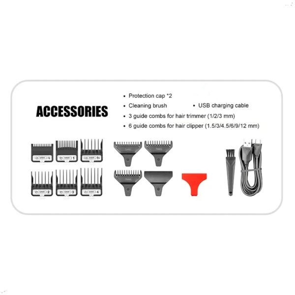 Maquina Corte Cabello VGR Combo 640 Inalambrico (4) Kit Máquina Barbería Pro Clipper Trimmer Vgr V-640 9000 Rpm