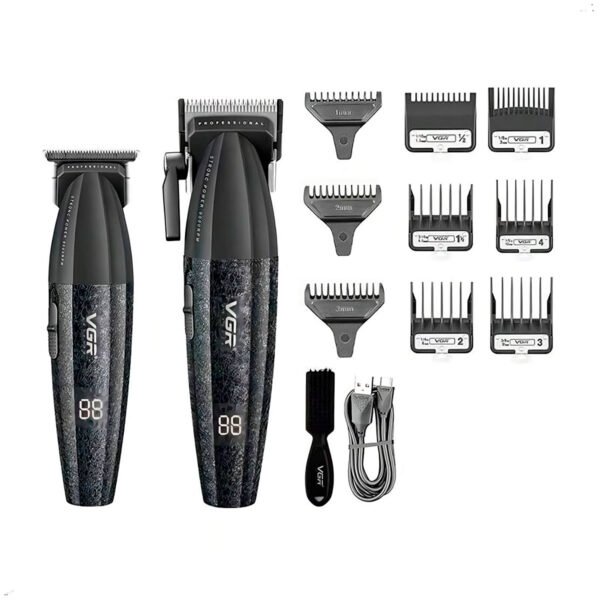 Maquina Corte Cabello VGR Combo 640 Inalambrico (5) Kit Máquina Barbería Pro Clipper Trimmer Vgr V-640 9000 Rpm