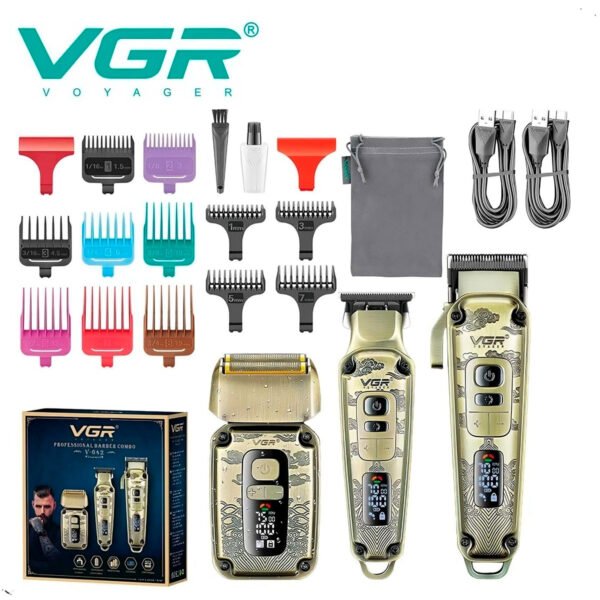 Maquina Corte Cabello VGR Combo V 642 Inalambrico (5) Maquina Corte Cabello Vgr-642 Combo 3 En 1 Inalambrico
