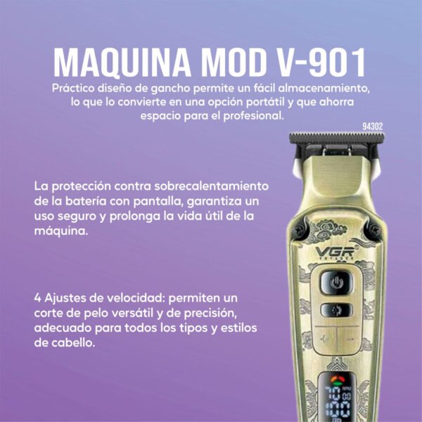 Maquina Trimmer Corte De Pelo Inalambrica Vgr-901 Profesional Metal