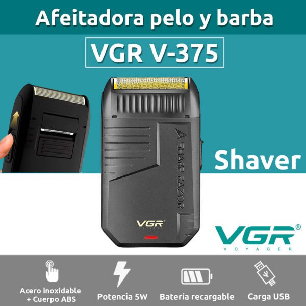 Afeitadora Eléctrica Hombre Shaver Vgr V-375 Portatil Usb