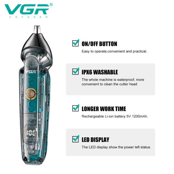 Maquina Trimmer VGR 949 Inalambrico 2 en 1 Recargable (2) Máquina Patillera, Nasal Vgr Trimmer 2 En 1 Recargable Inalambrico