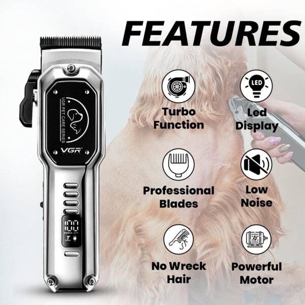 Maquina de Corte Pelo Mascota Inalambrico VGR 201 (6) Maquina Corte Pelo Mascota Vgr V201 Professional Pet Clipper Color Plateado