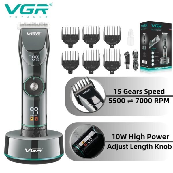 Maquina de Corte VGR V 256 Base Display Inalambrico Profesional (1) Maquina Corte Cabello Vgr-256 Pantalla Digital Inalambrico