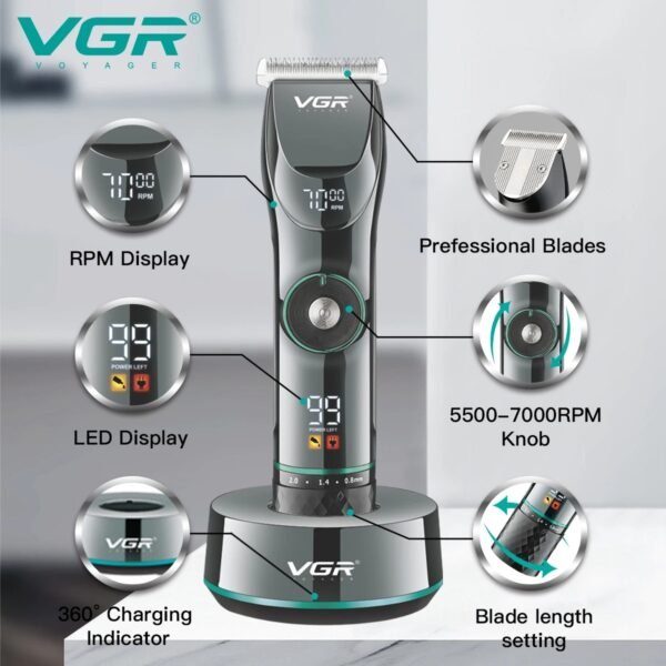 Maquina de Corte VGR V 256 Base Display Inalambrico Profesional (2) Maquina Corte Cabello Vgr-256 Pantalla Digital Inalambrico