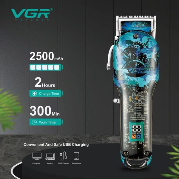 Maquina De Corte De Pelo Inalambrica Vgr V-685 Diseño Pirata