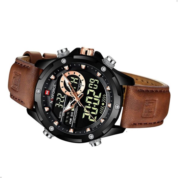 Reloj Naviforce 9208 Analógico Digital Hombre Cuero